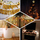 Rose gold LED fairy string lights with warm white glow.