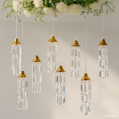 Gold Bell Frame Crystal Lights with Prism Pendants