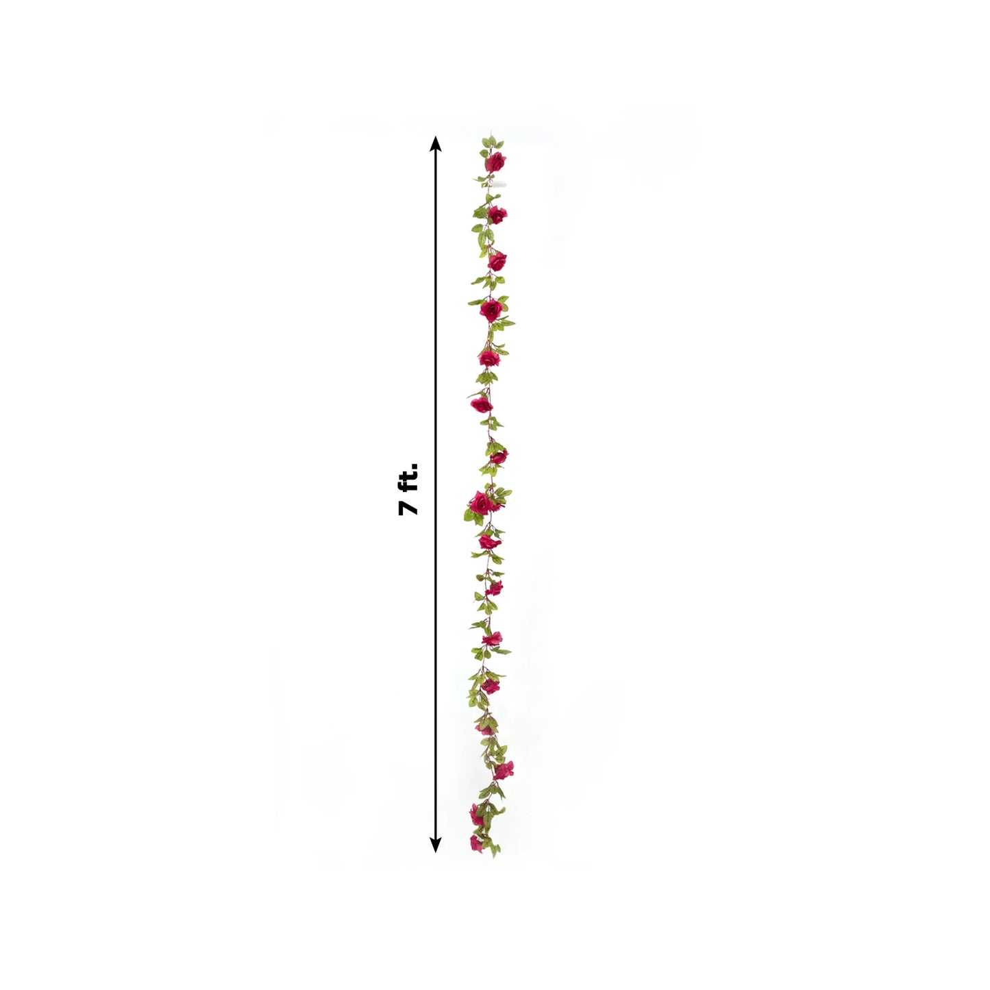 7ft red silk rose flower garland vine string lights with warm white LEDs