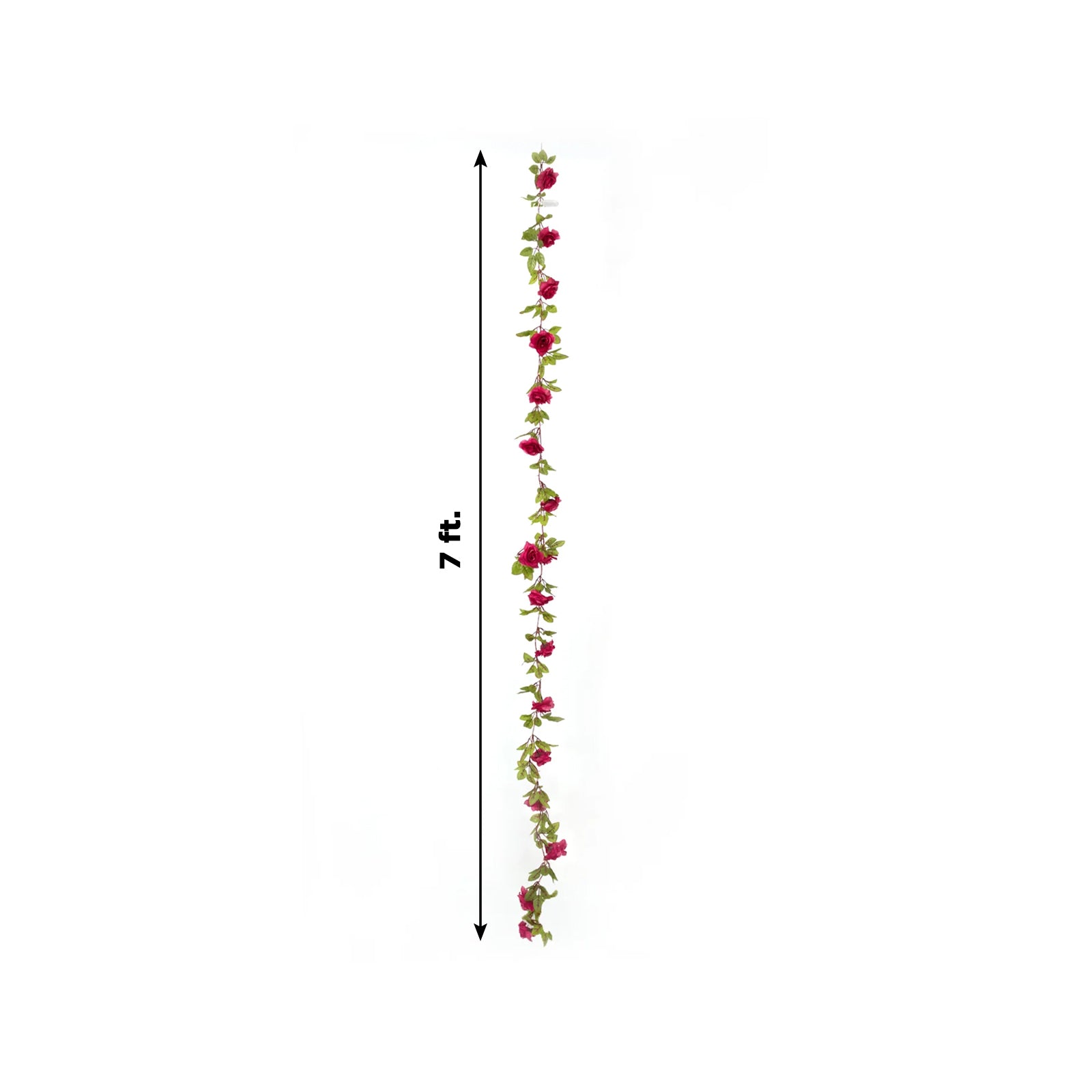 7ft red silk rose flower garland vine string lights with warm white LEDs