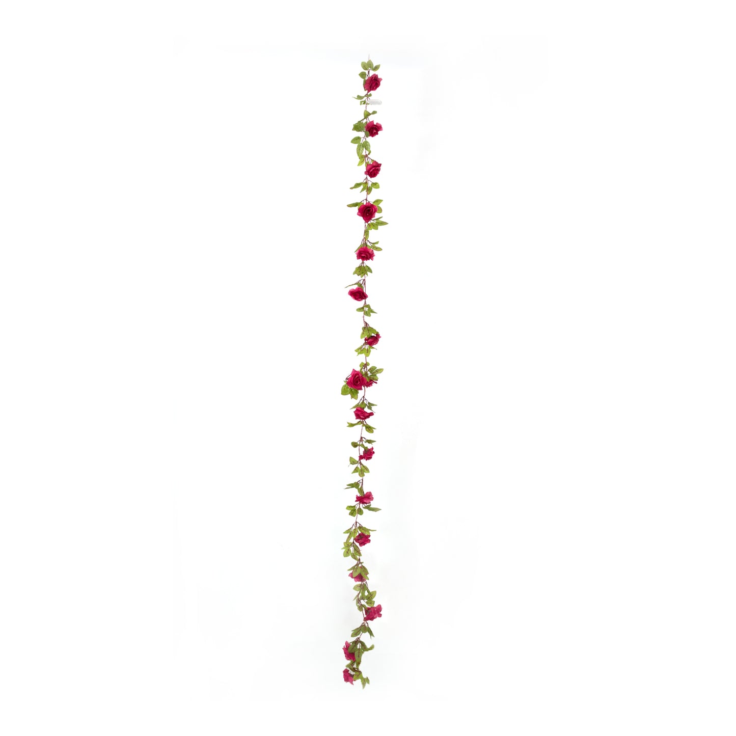 Red silk rose flower garland vine string lights with warm white LED.