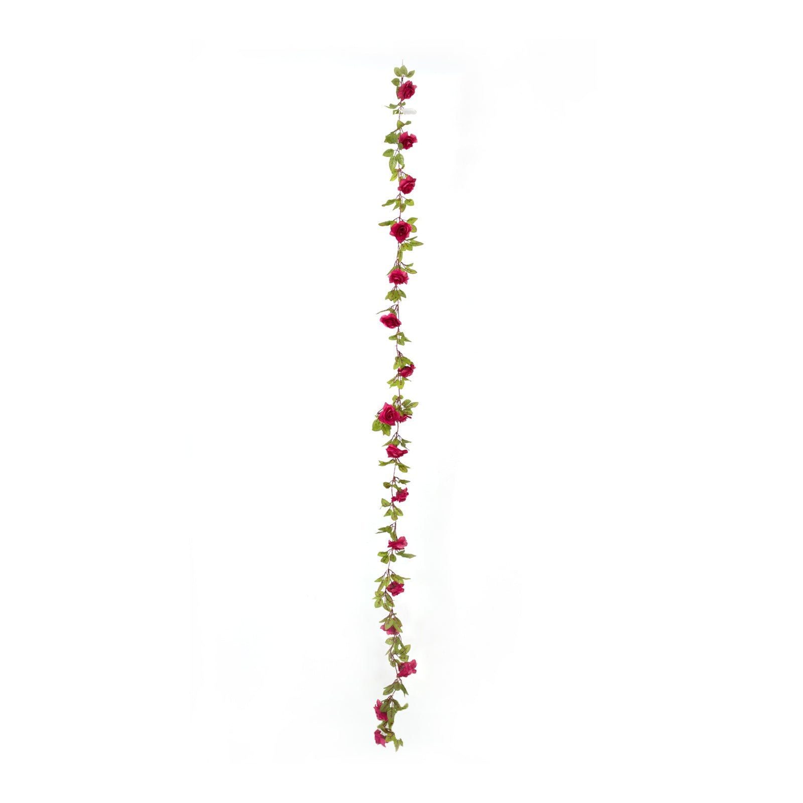 Red silk rose flower garland vine string lights with warm white LED.