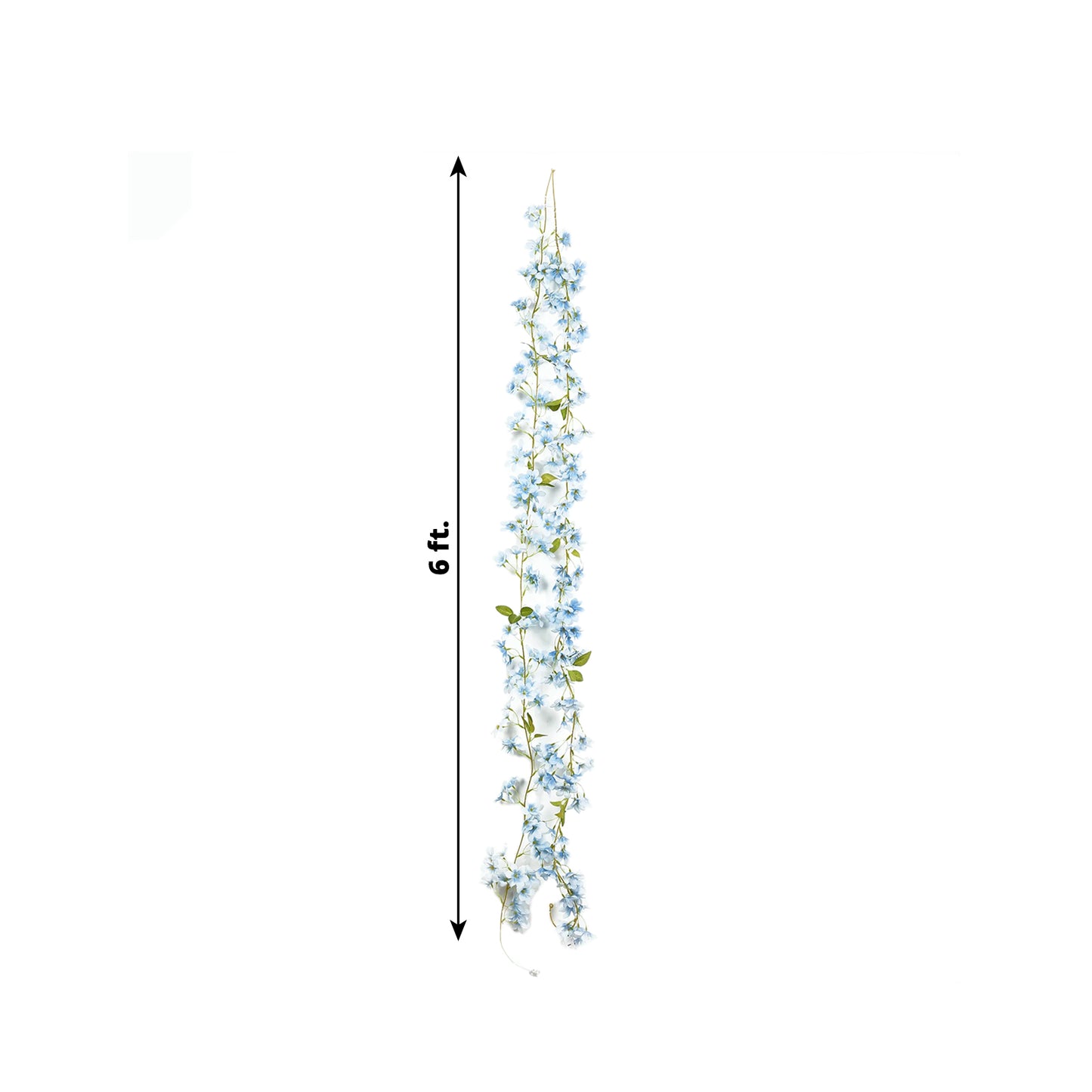 2 Pack Blue Jasmine Silk Flower Garland with Warm White LED Lights, 6ft long.