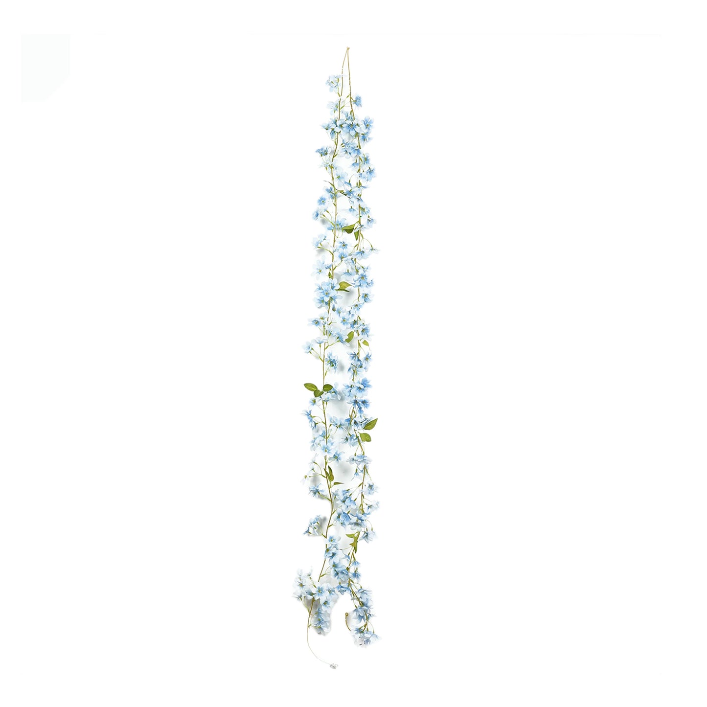 2 Pack Blue Jasmine Silk Flower Garland with Warm White LED Fairy Lights