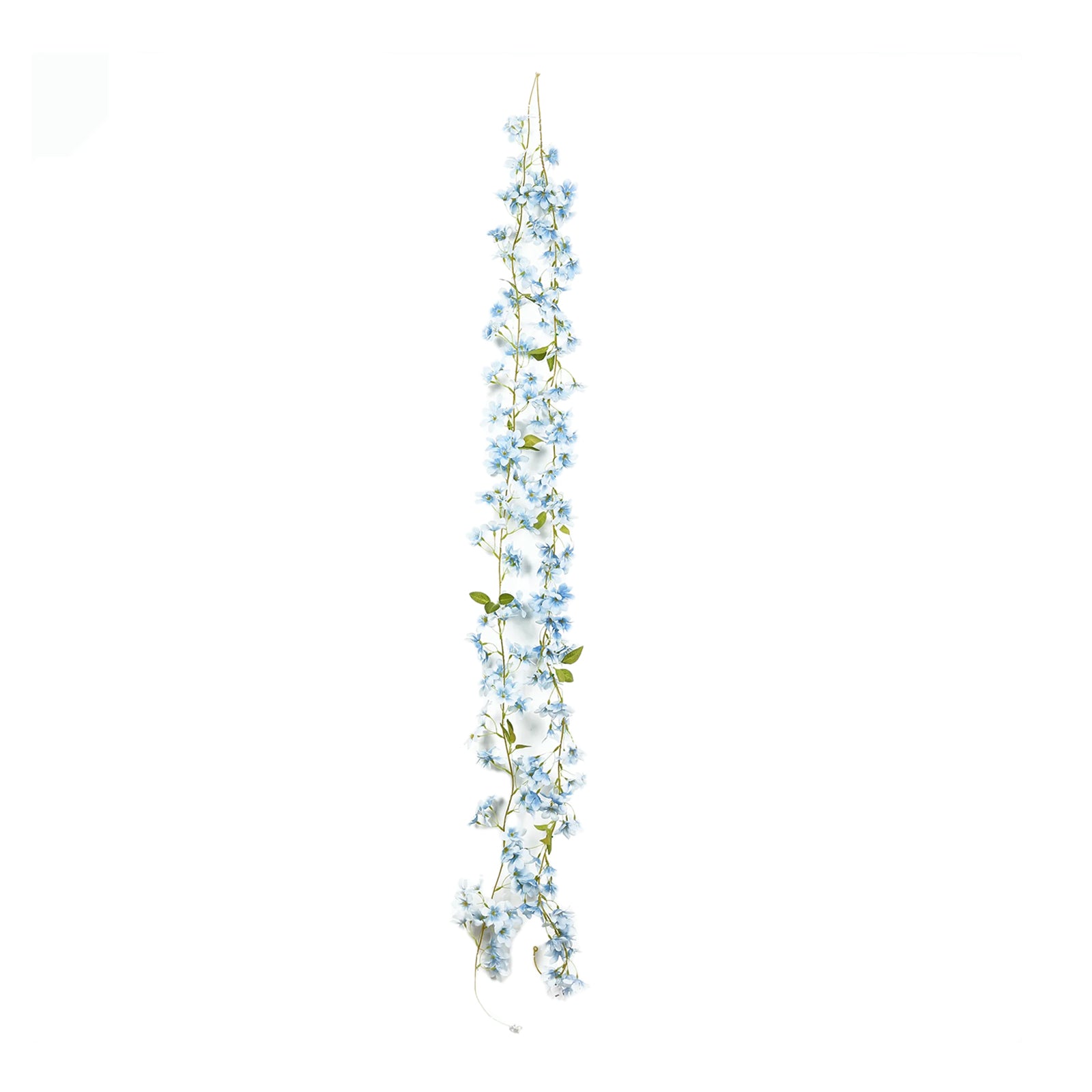 2 Pack Blue Jasmine Silk Flower Garland with Warm White LED Fairy Lights