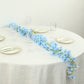Blue jasmine silk flower garland with warm white LED lights, 6ft long.