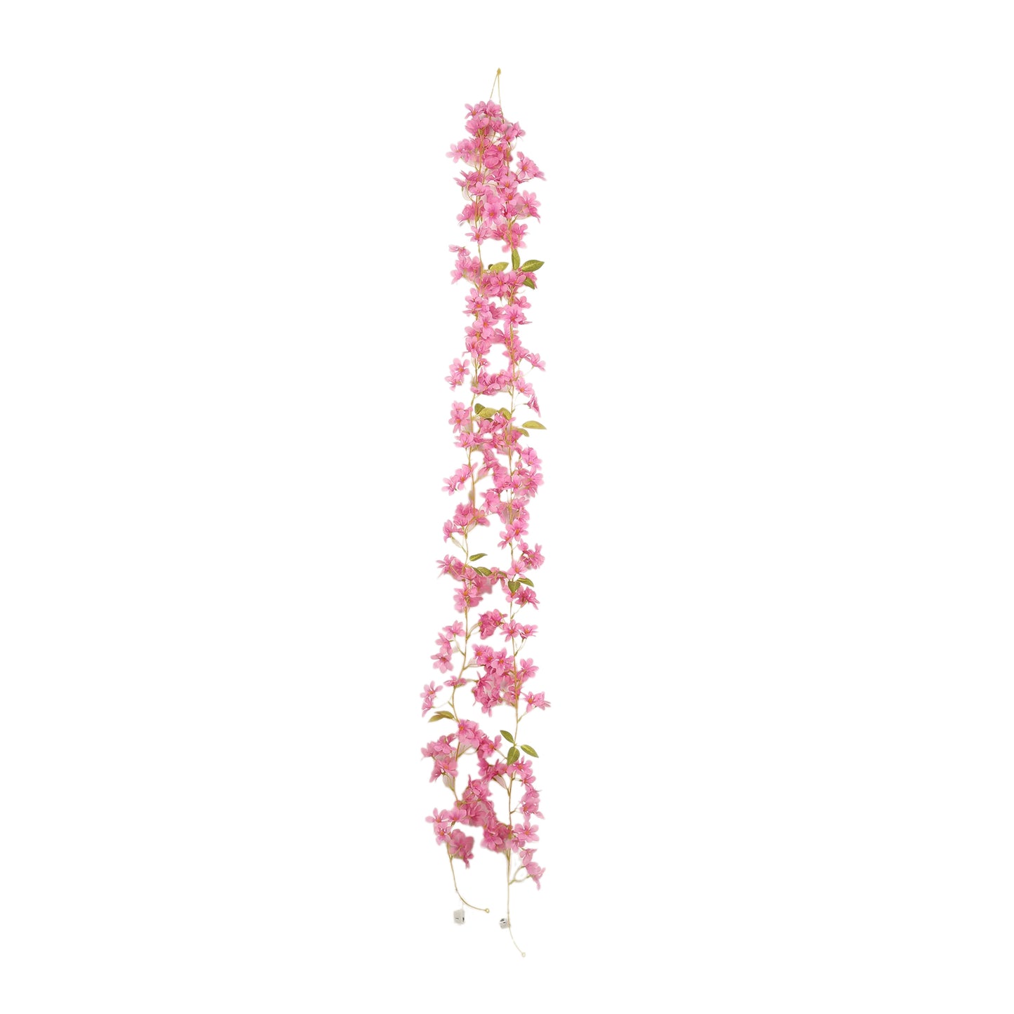 Pink jasmine flower garland fairy lights with warm white LED, 6ft long.
