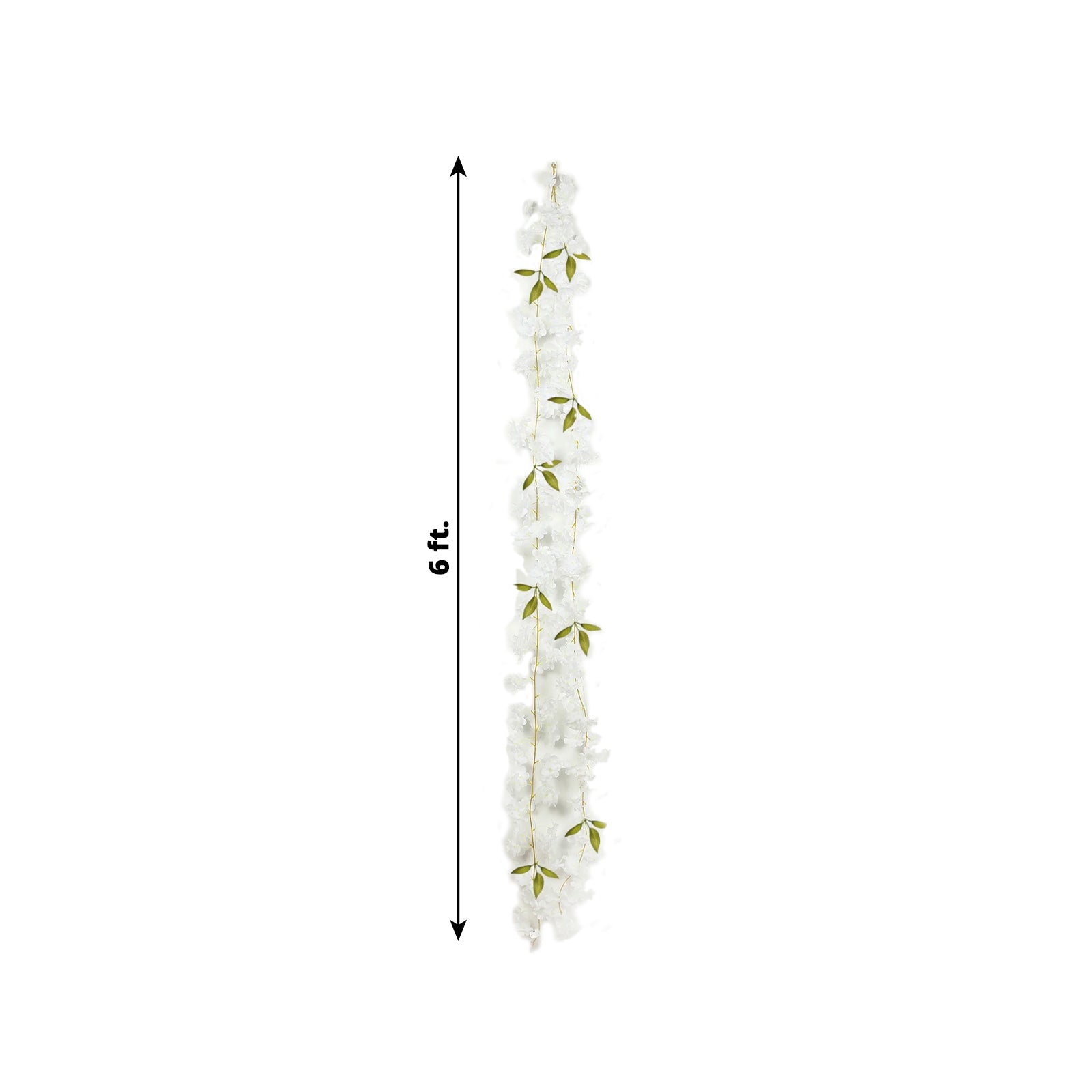 White jasmine silk flower garland with warm white LED fairy lights, 6ft long.