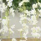 White jasmine flower garland with warm white LED lights, 6ft long.