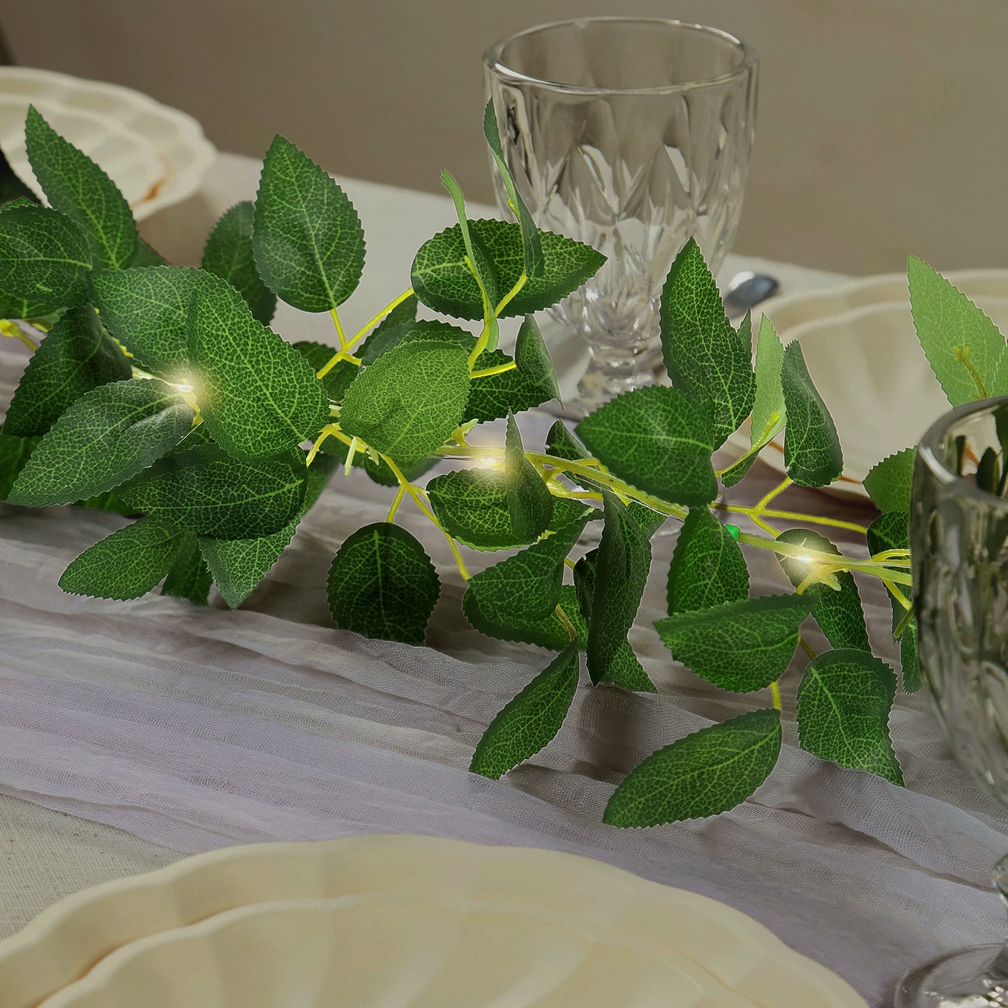 6ft Lighted Green Leaf Vine Garland String Lights for Home & Wedding Decor