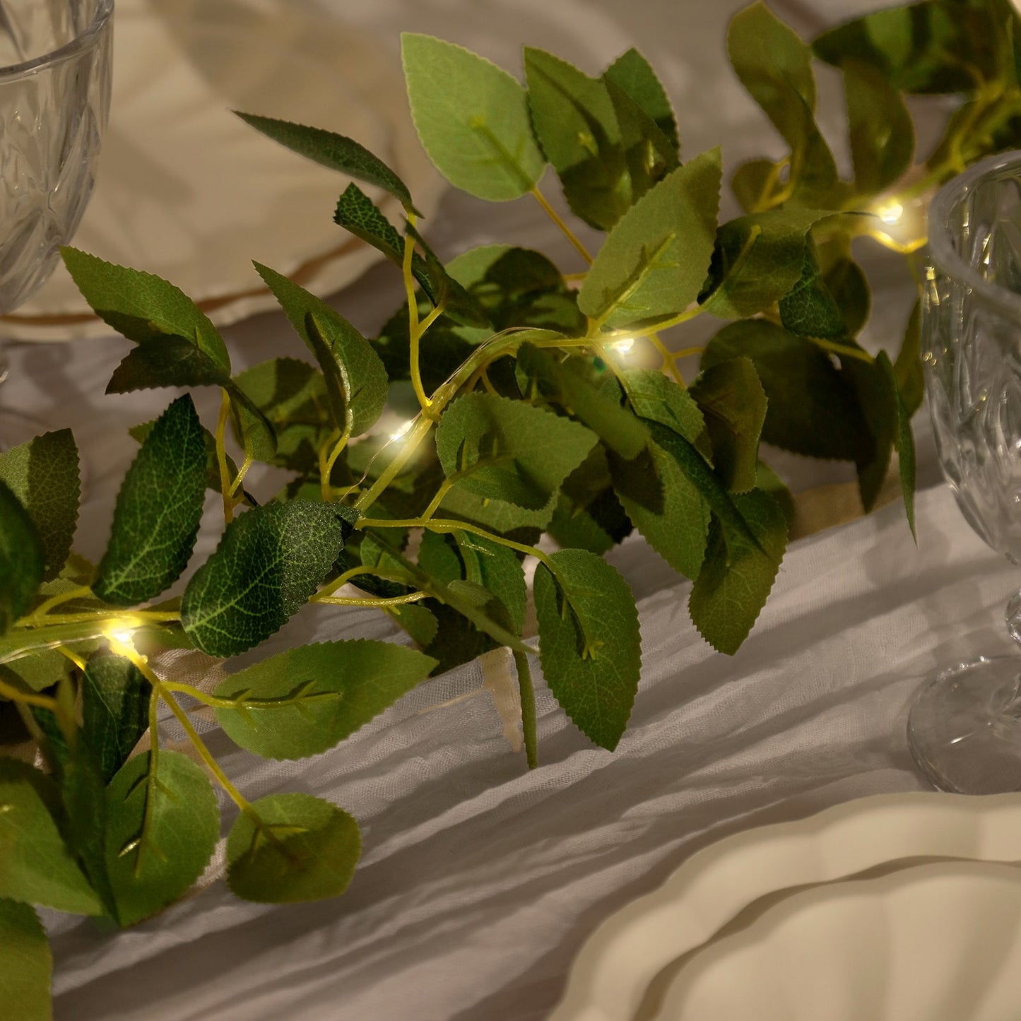 6ft lighted green vine garland with string lights for home and wedding decor