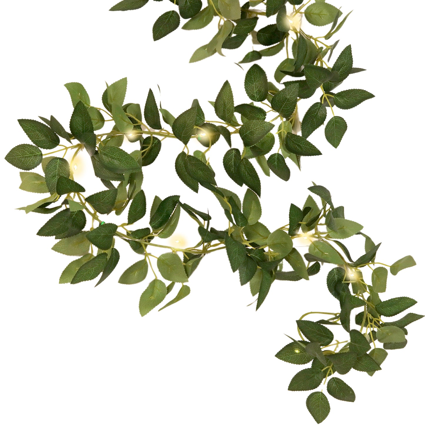 6ft lighted green rose leaf vine garland string lights for decor