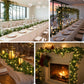6ft lighted green rose leaf vine garland for home and wedding decor.