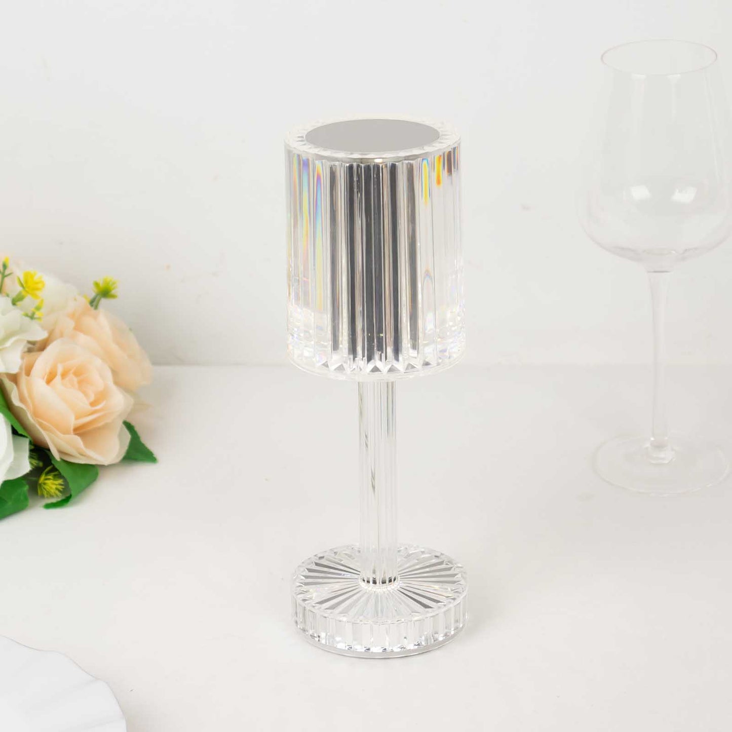 Crystal color-changing table lamp with touch control.