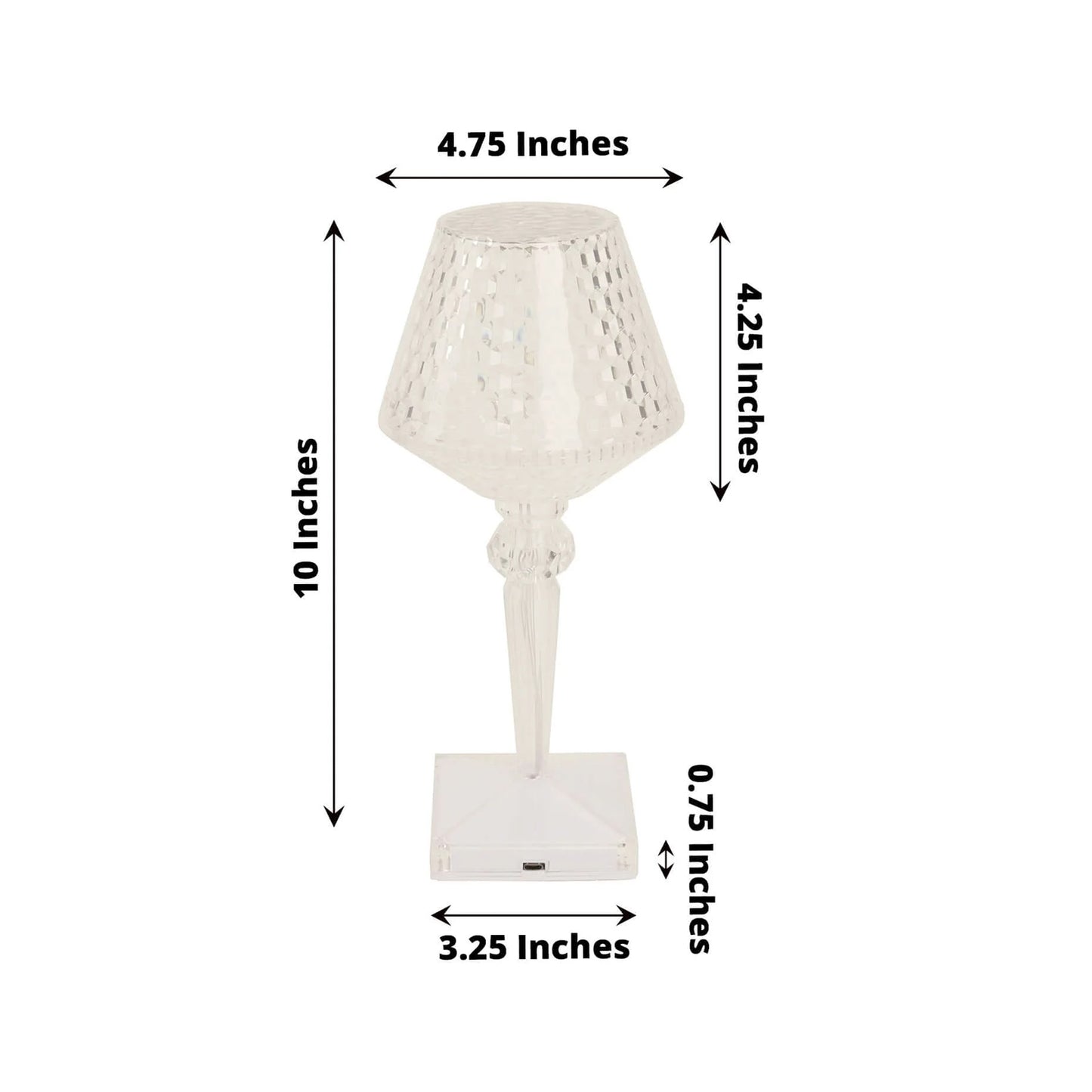 Color changing acrylic crystal table lamp in clear finish.