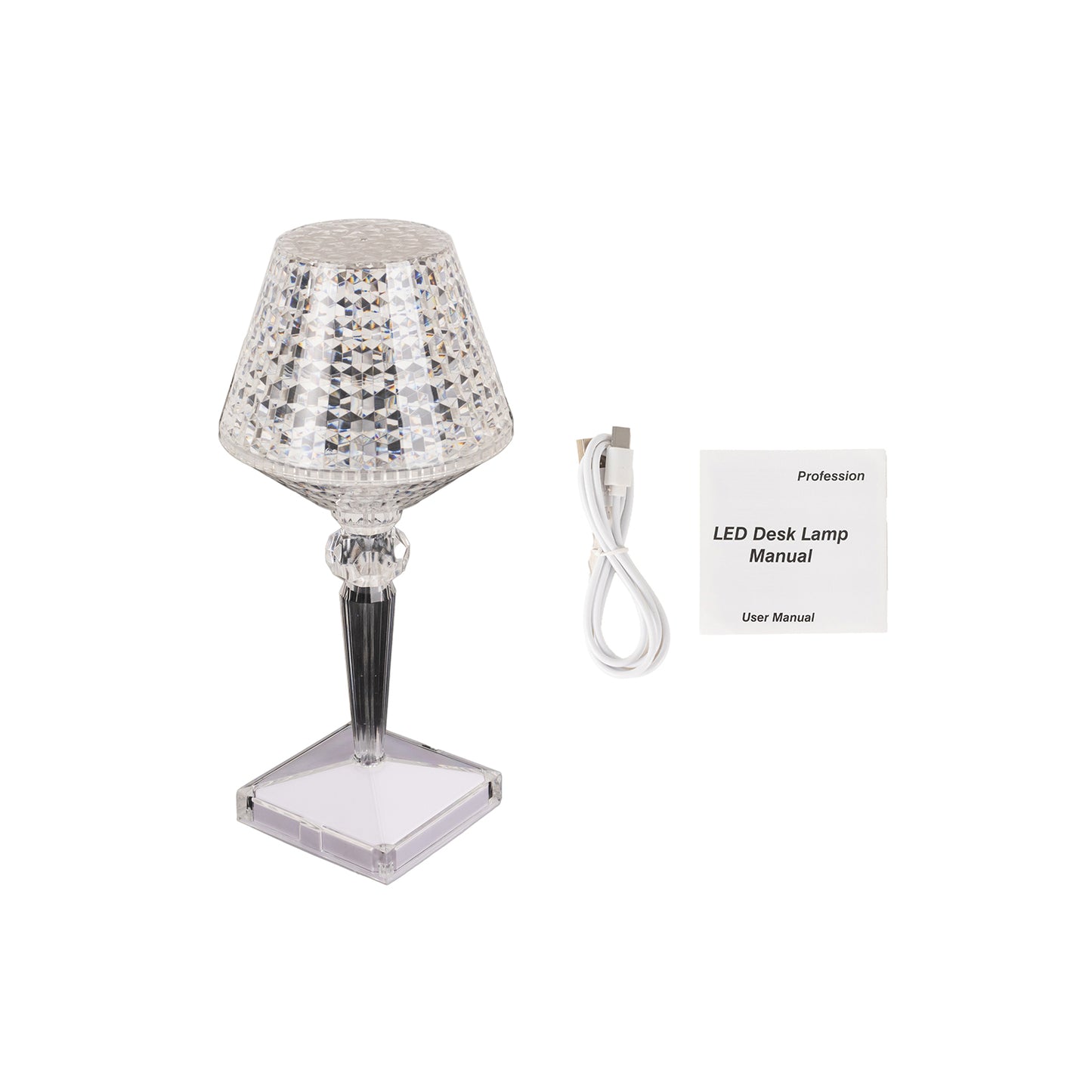 Colorful LED acrylic crystal cup shape cordless table lamp.