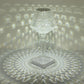 Color changing crystal cup shape table lamp with LED light.