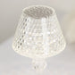 Colorless LED acrylic crystal cup shape lamp, touch control, cordless design.
