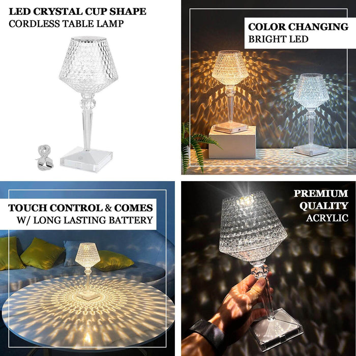 Color changing LED acrylic crystal lamp with touch control.