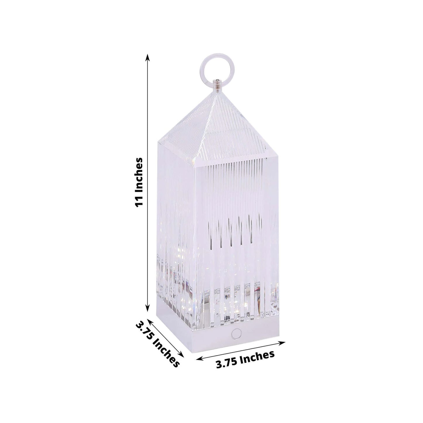 Crystal lantern table lamp with touch control, rechargeable, 11 inches tall.