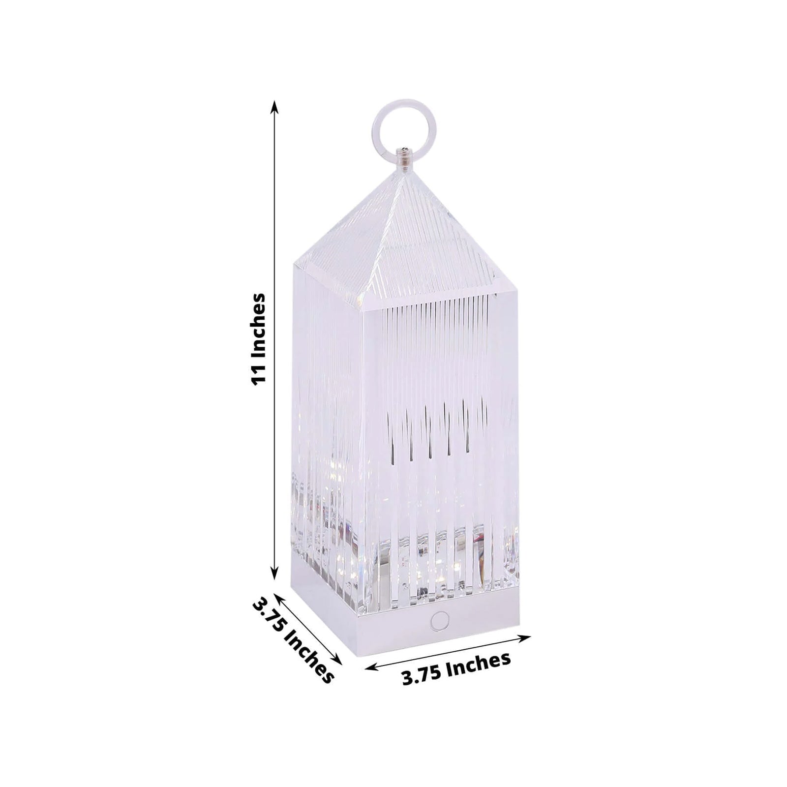 Crystal lantern table lamp with touch control, rechargeable, 11 inches tall.