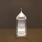 Clear LED crystal lantern table lamp with touch control.