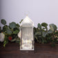Clear LED crystal lantern table lamp with touch control and rechargeable feature.