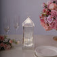 Clear LED crystal lantern table lamp with touch control, decorative night light.