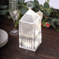 LED crystal lantern table lamp, clear acrylic, touch control, rechargeable design.
