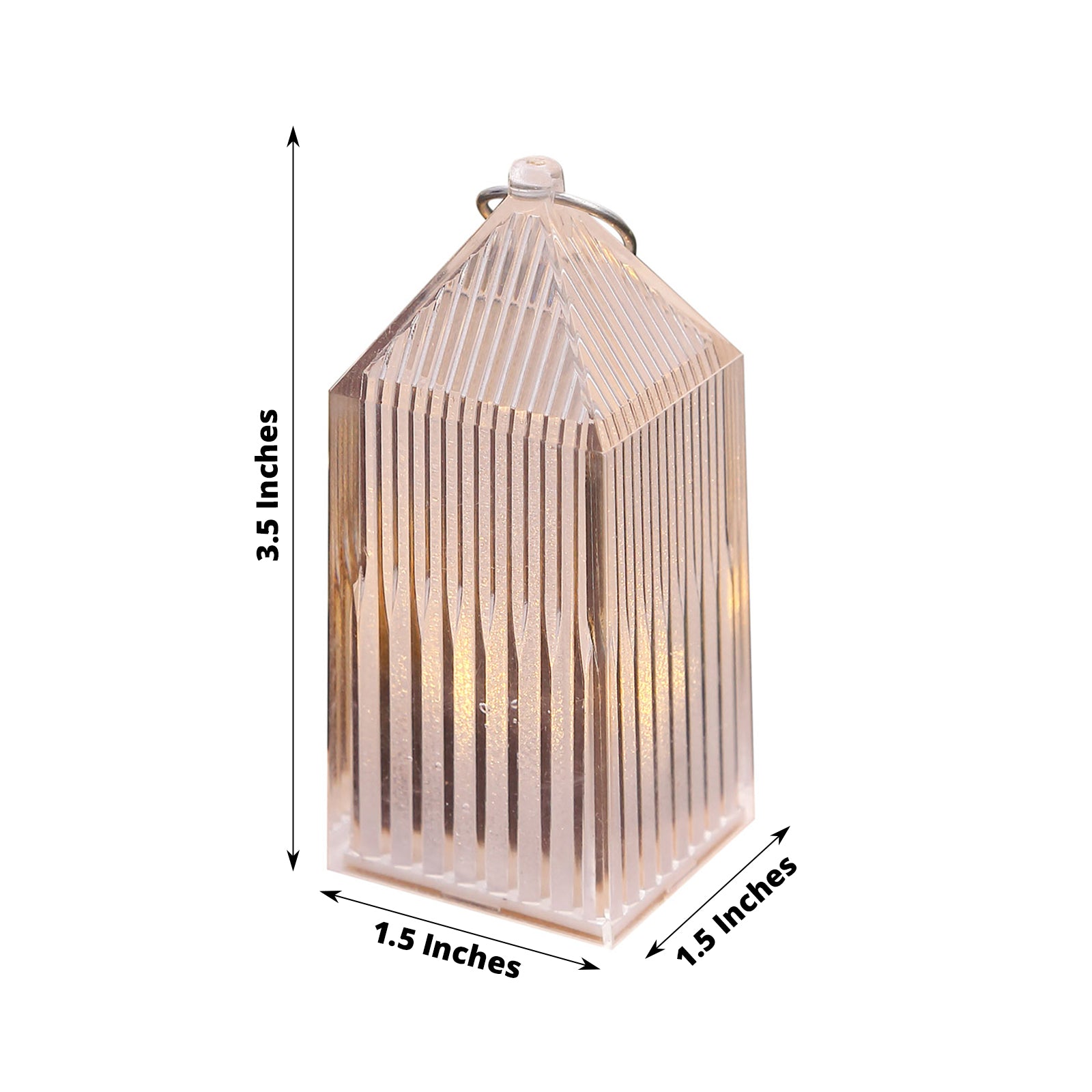 Clear warm white mini lantern lamp, decorative LED centerpiece, 3.5 inches tall.