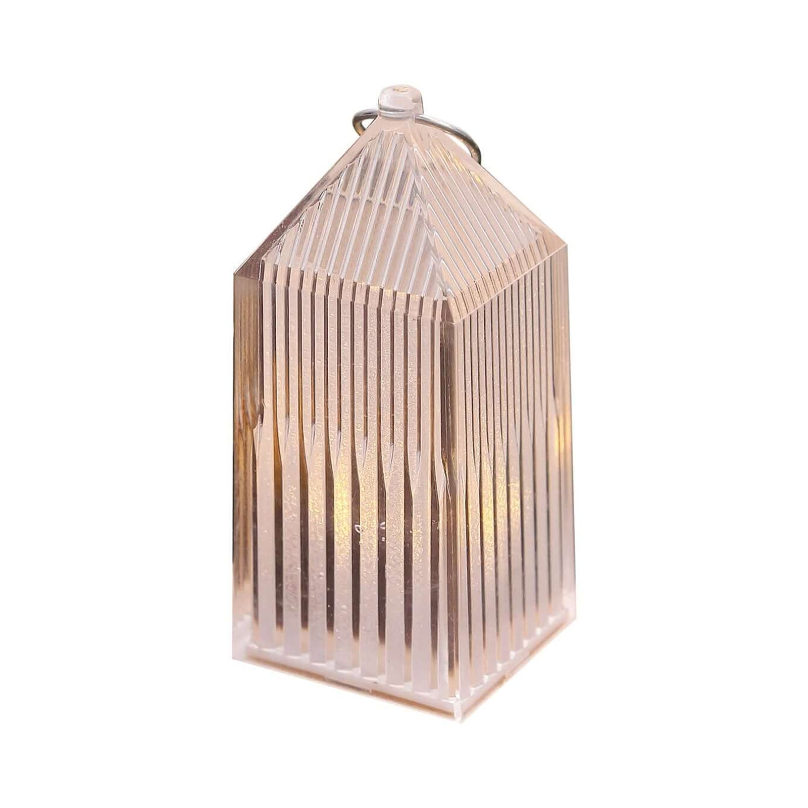 Clear warm white mini lantern lamp, decorative LED centerpiece, 3.5" tall.