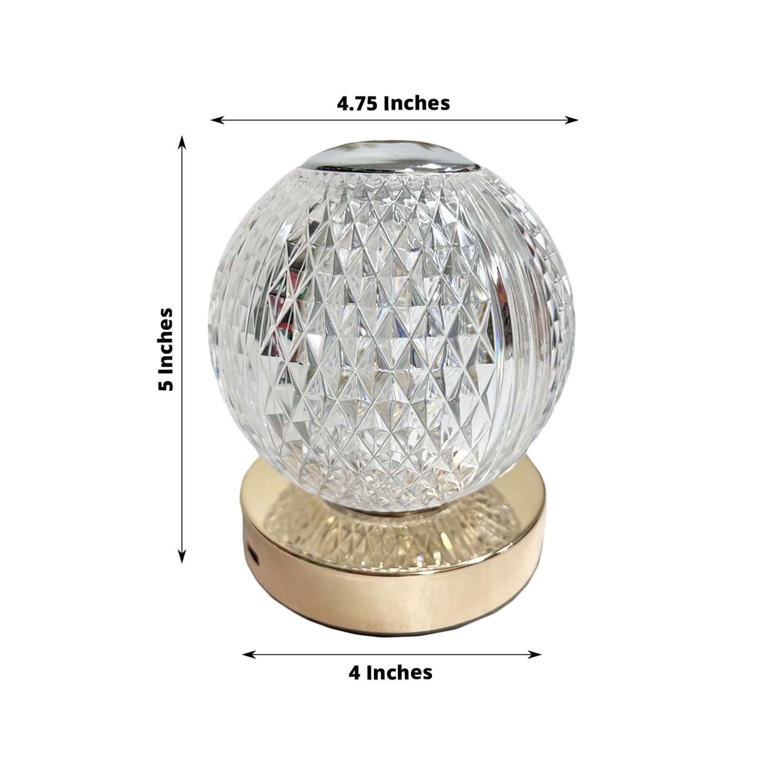 Dimmable LED crystal ball lamp with touch control, cordless and rechargeable.