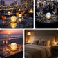 Dimmable LED crystal ball lamp with touch control, warm golden glow.