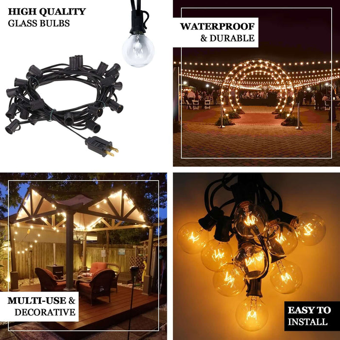 Warm white connectable string lights for indoor or outdoor use. Waterproof and durable.