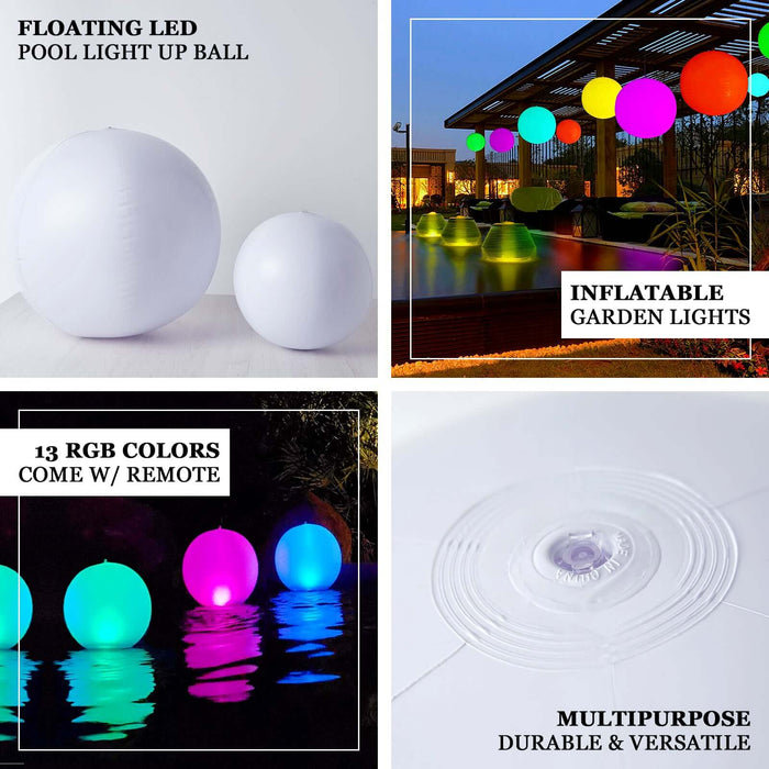 16" Inflatable garden lights in vibrant colors, perfect for outdoor use.