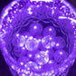 Purple mini LED balls in a clear container, illuminated and waterproof.