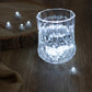 White round mini LED balls in a decorative glass, providing soft illumination.