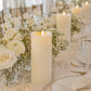 6 Pack Ivory Flickering Flameless LED Pillar Candles, 10" Real Wax Wavy Top Battery Operated Candles