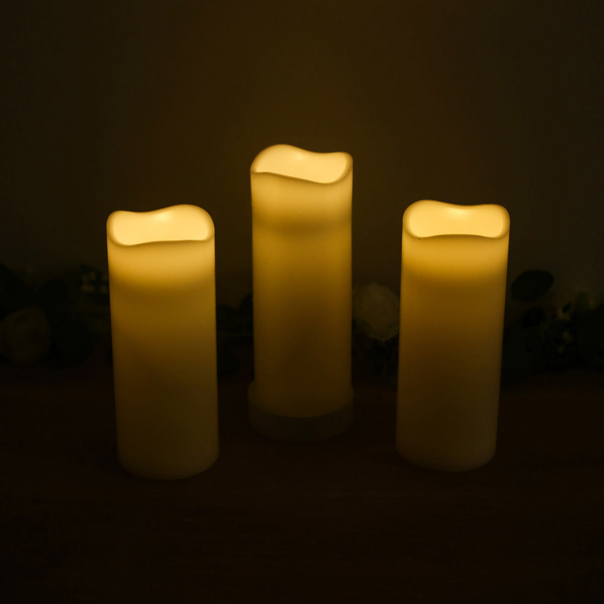 6 Pack White Flickering Flameless LED Pillar Candles, 10" Real Wax Wavy Top Battery Operated Candles