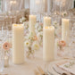 6 Pack Ivory Flickering Flameless LED Pillar Candles, 12" Real Wax Wavy Top Battery Operated Candles