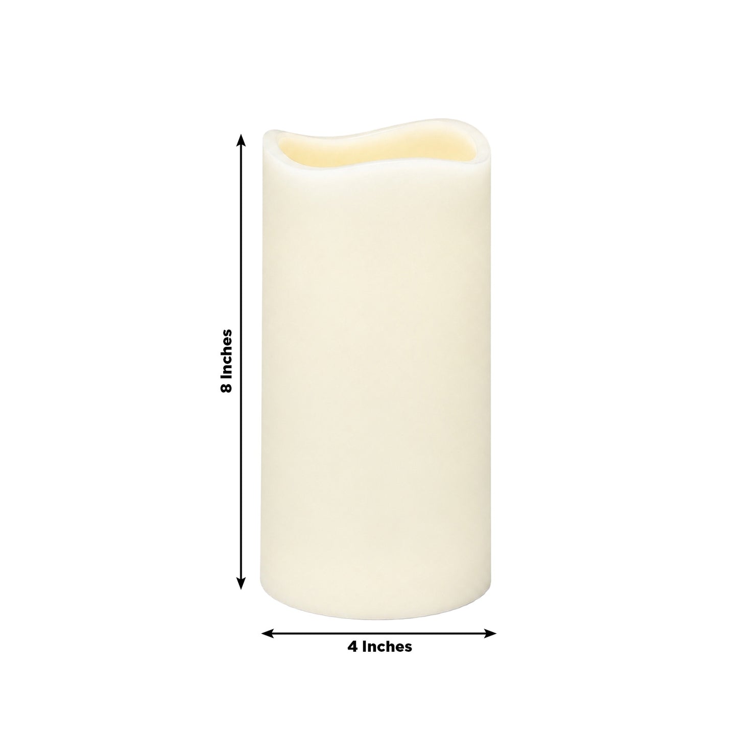 6 Pack Ivory Flickering Flameless LED Pillar Candles, 8" Real Wax Wavy Top Battery Operated Candles 