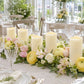 6 Pack Ivory Flickering Flameless LED Pillar Candles, 8" Real Wax Wavy Top Battery Operated Candles 