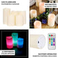 Set of 5 | Ivory Flickering Flameless LED Pillar Candles, Color Changing Battery Operated Candles With Remote - 4", 5", 6"