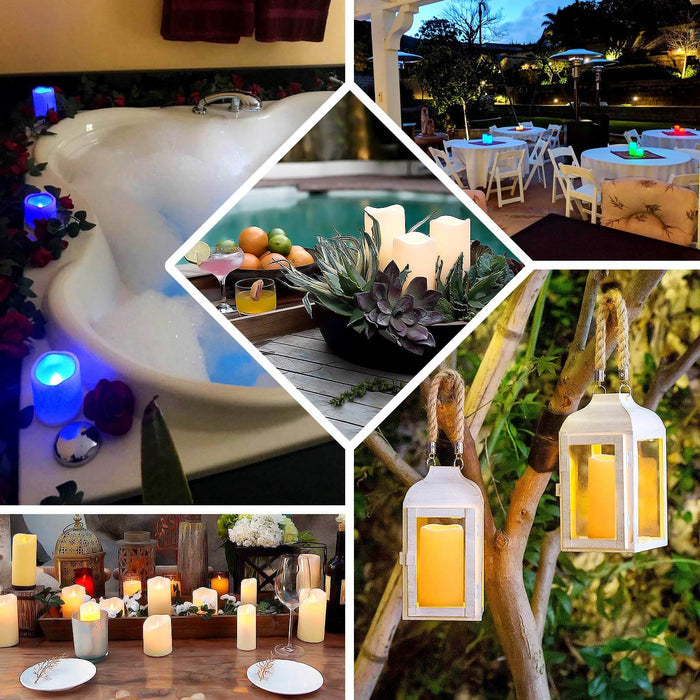 Set of 5 | Ivory Flickering Flameless LED Pillar Candles, Color Changing Battery Operated Candles With Remote - 4", 5", 6"