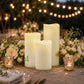 Set of 6 Ivory Flameless LED Pillar Candles, Real Wax Wavy Top with Flickering Light & 6/18H Timer -