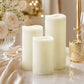 Set of 6 Ivory Flameless LED Pillar Candles, Real Wax Wavy Top with Flickering Light & 6/18H Timer -