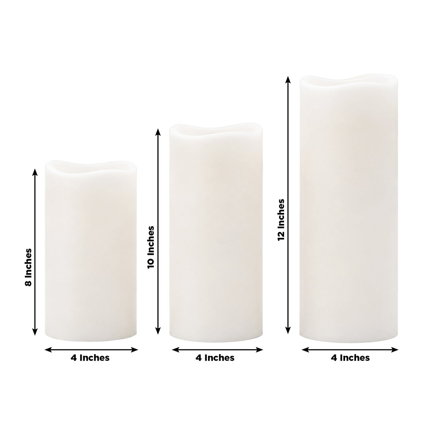 Set of 6 White Flameless LED Pillar Candles, Real Wax Wavy Top with Flickering Light & 6/18H Timer -