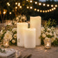 Set of 6 White Flameless LED Pillar Candles, Real Wax Wavy Top with Flickering Light & 6/18H Timer -