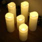 Set of 6 White Flameless LED Pillar Candles, Real Wax Wavy Top with Flickering Light & 6/18H Timer -