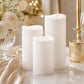 Set of 6 White Flameless LED Pillar Candles, Real Wax Wavy Top with Flickering Light & 6/18H Timer -
